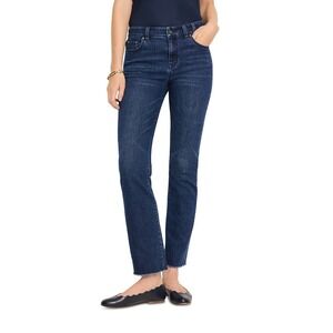 NIC+ZOE Mid Rise Demi Bootcut Jeans Marine Blue Raw Hem W241844 Size 31 NEW